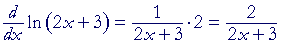 Derivative of ln(2x + 3)